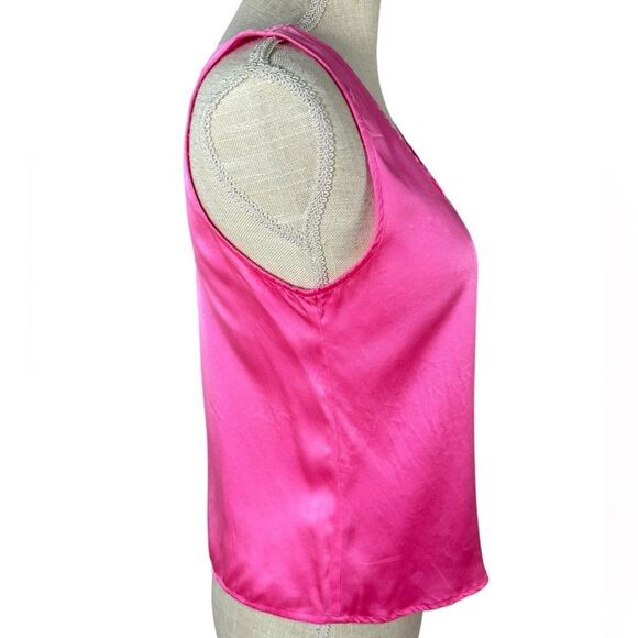 August Silk Neiman Marcus Hot Pink Y2K Silk Intimates Cropped Tank Top - Picture 5 of 5